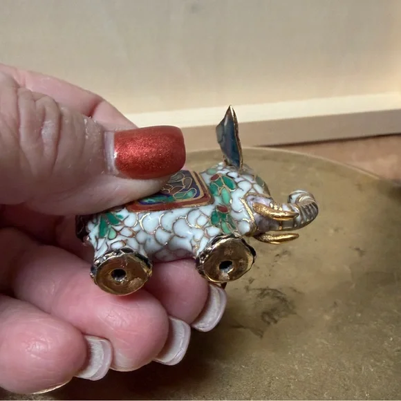Colorful Cloisonné Elephant Figurine - Picture 6 of 7